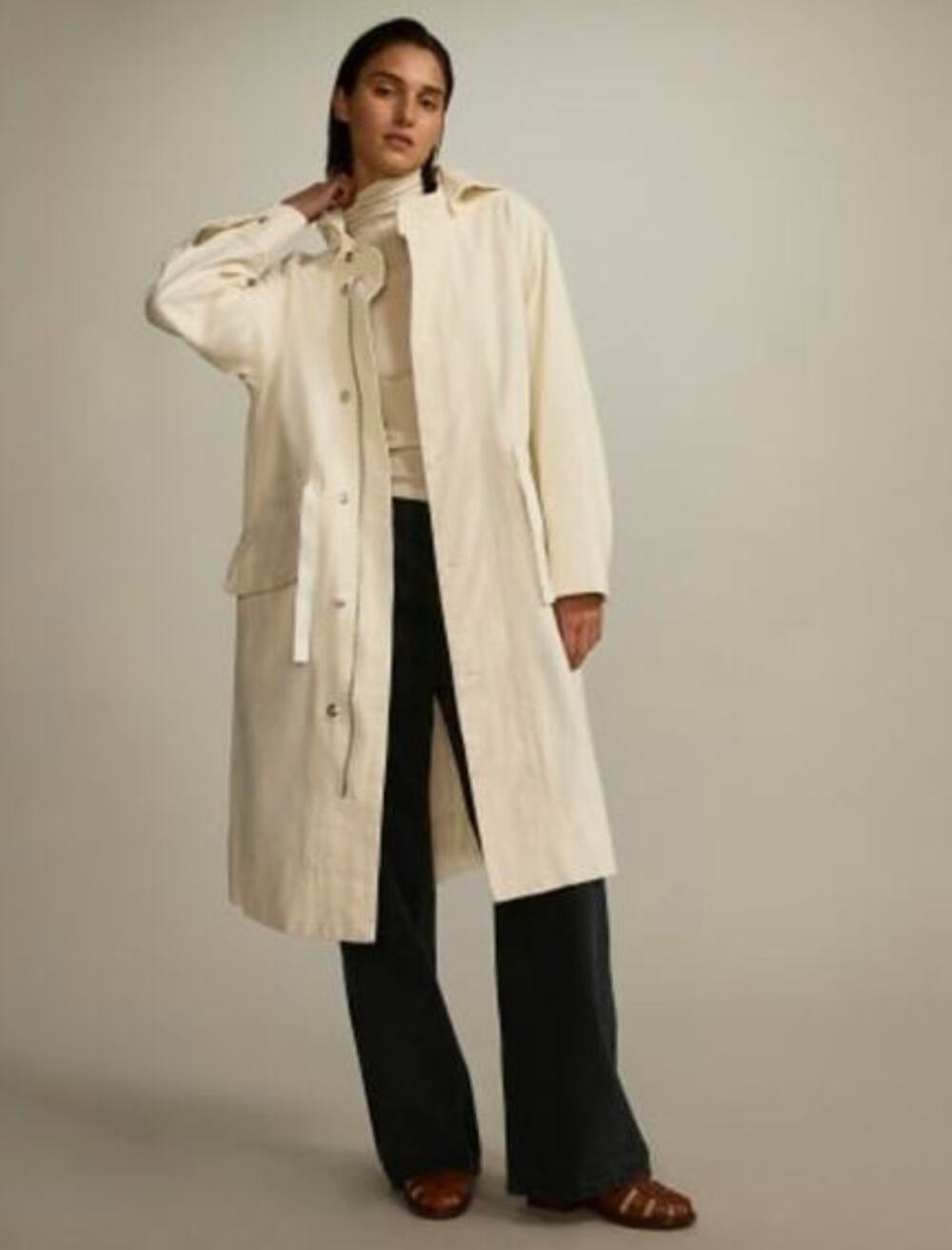 Everlane The Canvas Organic Cotton Parka Bone Minimalist Lagenlook Coastal Sz L
